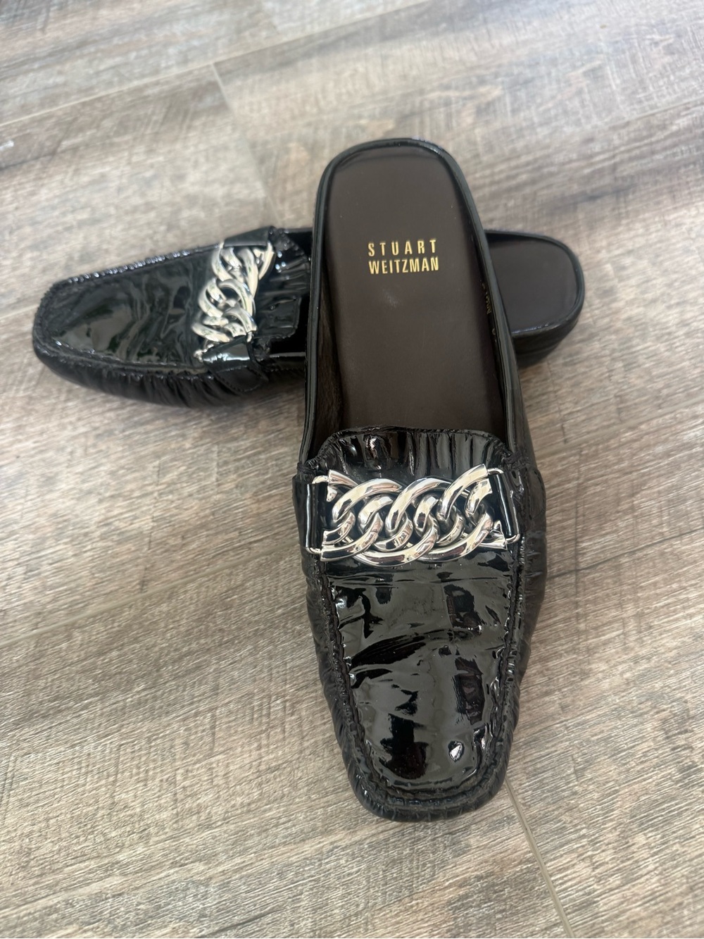 Stuart Weitzman Black Patent Leather mules Size 6.5